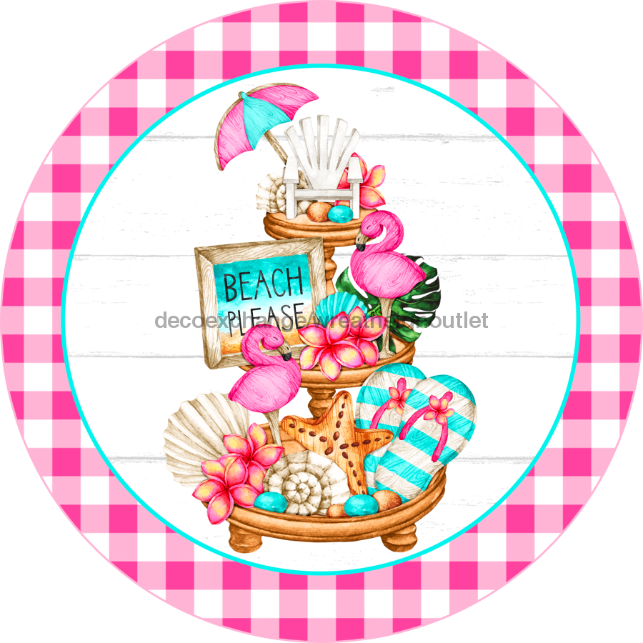 Wreath Sign, Beach Sign, Beach Please,18" Wood Round  Sign, DECOE-446, DecoExchange, Sign For Wreath