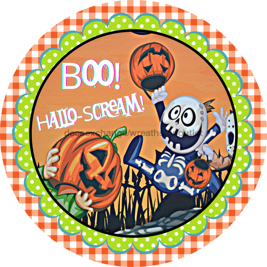 Wreath Sign, Boo Sign, Halloween Sign, DECOE-1162, Sign For Wreath, Round Sign wood wreath sign, 18 round, halloween