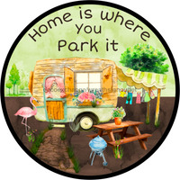 Thumbnail for Wreath Sign, Camper Sign, Home Is Where You Park It, 18