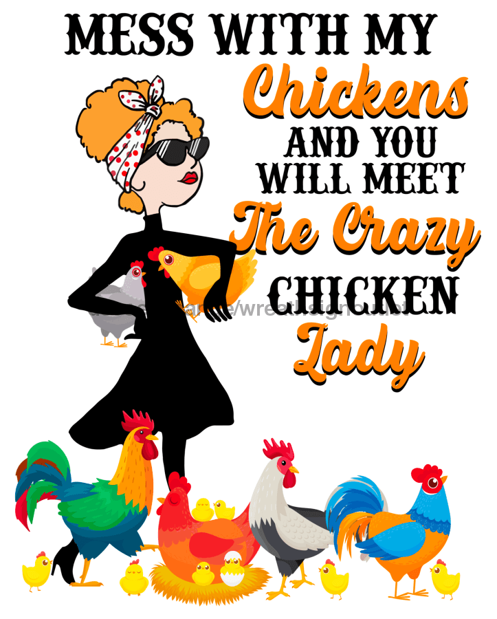 Wreath Sign, Chicken Lady Sign, Chicken Sign, 8x10" Metal Sign DECOE-675, Sign For Wreath, DecoExchange - DecoExchange