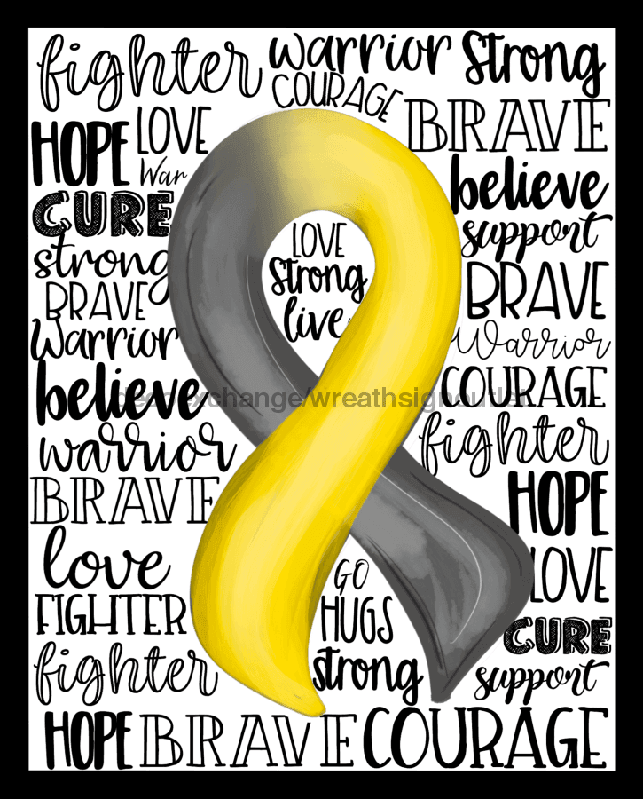 Wreath Sign, Child Brain Cancer Awareness Sign, 8x10" Metal Sign DECOE-909, Sign For Wreath, DecoExchange - DecoExchange