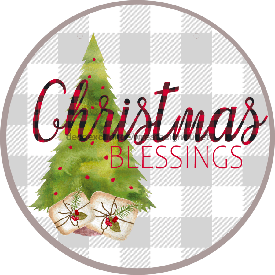 Wreath Sign, Christmas Sign, Christmas Blessing, 18" Wood Round,  Sign, DECOE-737, DecoExchange, Sign For Wreath