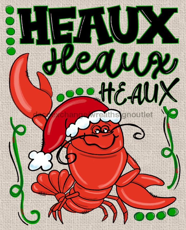 Wreath Sign, Christmas Crawfish Sign, 8"x10" Metal Sign, DECOE-937, Sign For Wreath, DecoExchange - DecoExchange