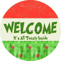 Thumbnail for Wreath Sign Christmas Door Hanger Welcome Red Heart Toasty Inside Decoe-2367 For Round 18 Wood