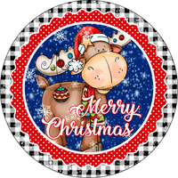 Thumbnail for Wreath Sign, Christmas Sign, Reindeer Sign, 18
