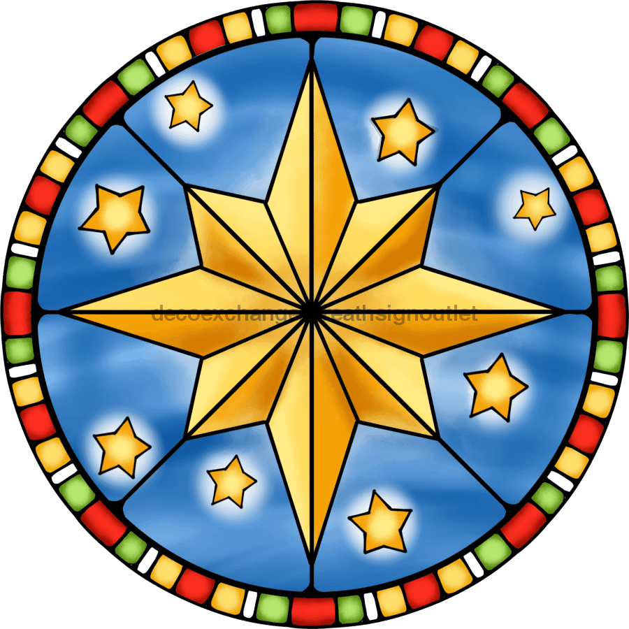 Wreath Sign, Christmas Star, Christmas Sign, Stained Glass, DECOE-1120, Sign For Wreath, DecoExchange - DecoExchange