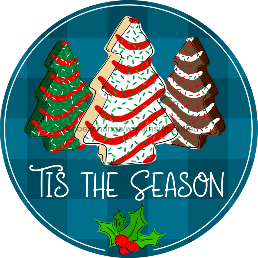 Wreath Sign, Christmas Sign, Christmas Tree Cakes, 18" Wood Round  Sign, TB-009, DecoExchange, Sign For Wreath