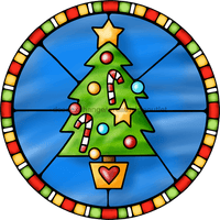 Thumbnail for Wreath Sign, Christmas Tree Sign, Christmas Sign, Stained Glass, DECOE-1105, Sign For Wreath, DecoExchange - DecoExchange