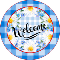 Thumbnail for Wreath Sign, Daisy Sign, Blue Welcome Sign, 18