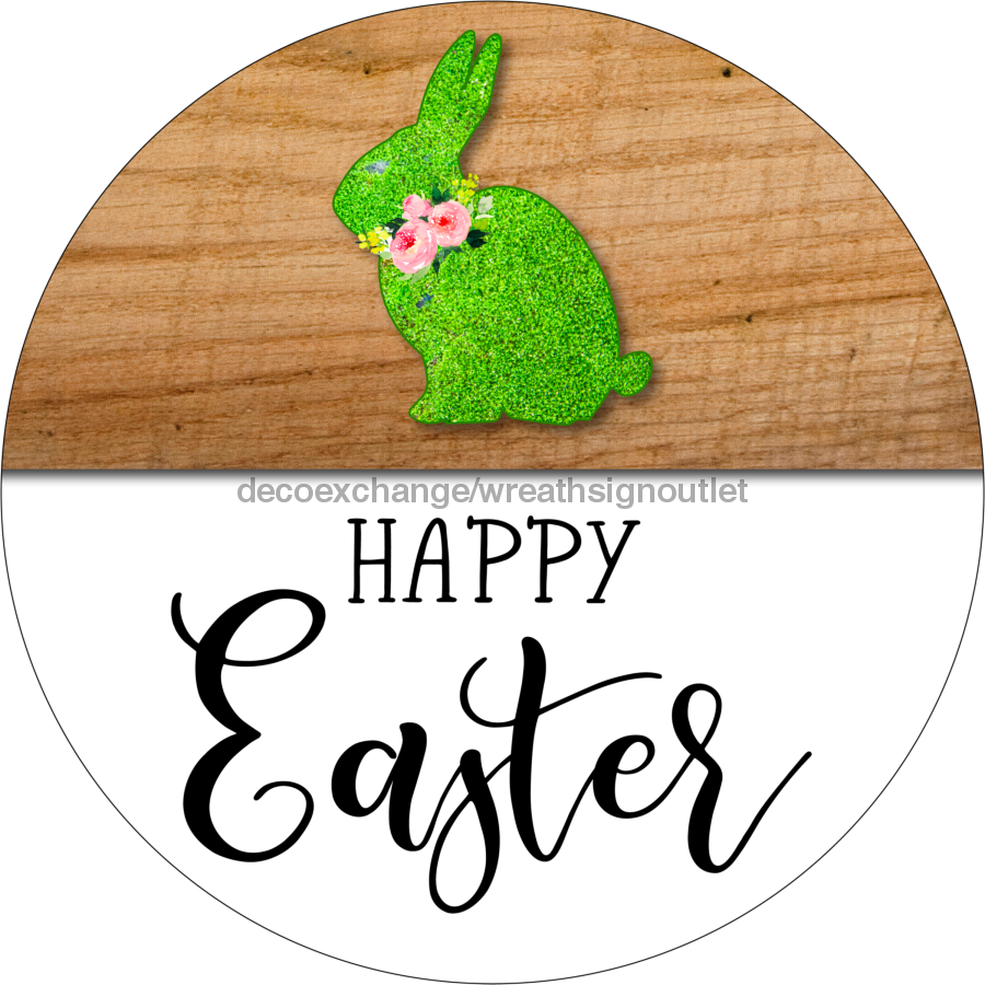 Wreath Sign, Easter Sign, Happy Easter, 18" Wood Round  Sign DECOE-433, Sign For Wreath, DecoExchange