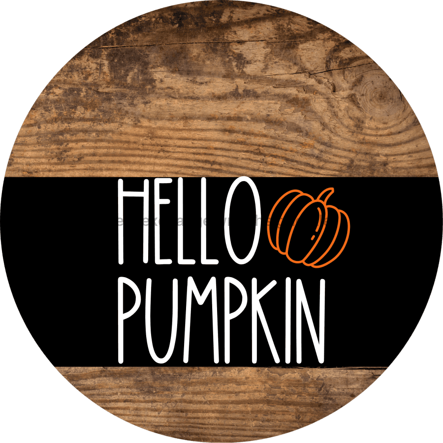 Wreath Sign Fall Hello Pumpkin Decoe-2341 For Round 12 metal