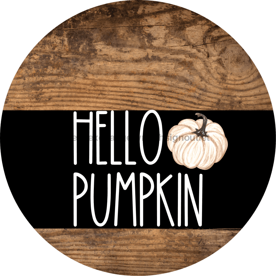 Wreath Sign Fall Hello Pumpkin Decoe-2344 For Round 10 Metal