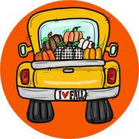Thumbnail for Wreath Sign, Fall Truck Sign, Fall Pumpkin Sign, 18
