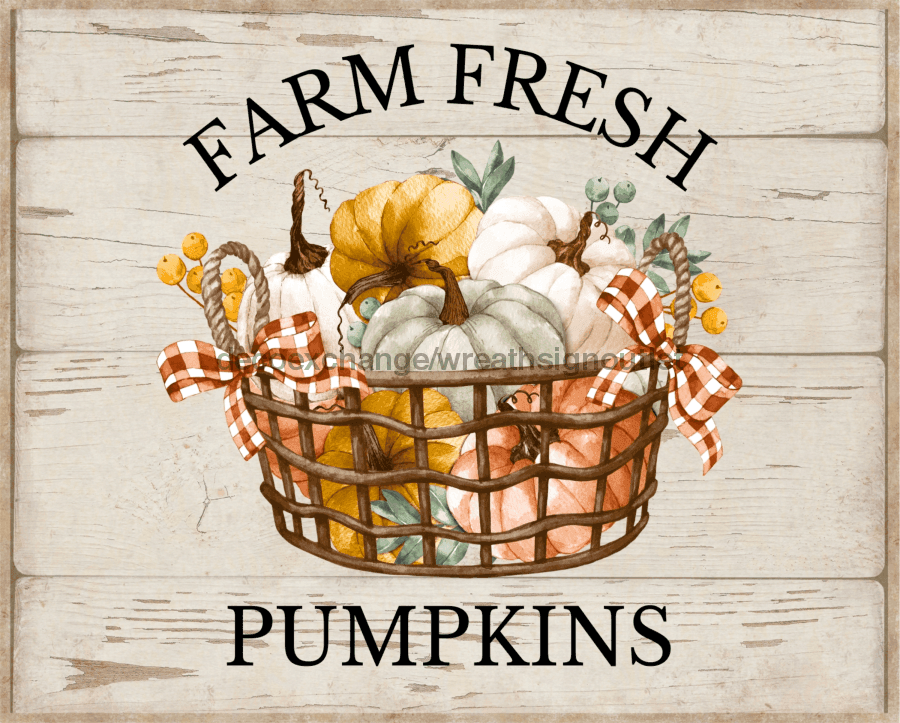 Wreath Sign, Farm Fresh Pumpkins, Fall Sign, 8"x10" Metal Sign DECOE-743, DecoExchange, Sign For Wreaths - DecoExchange