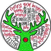Thumbnail for Wreath Sign, Green Deer, Christmas Sign, 18