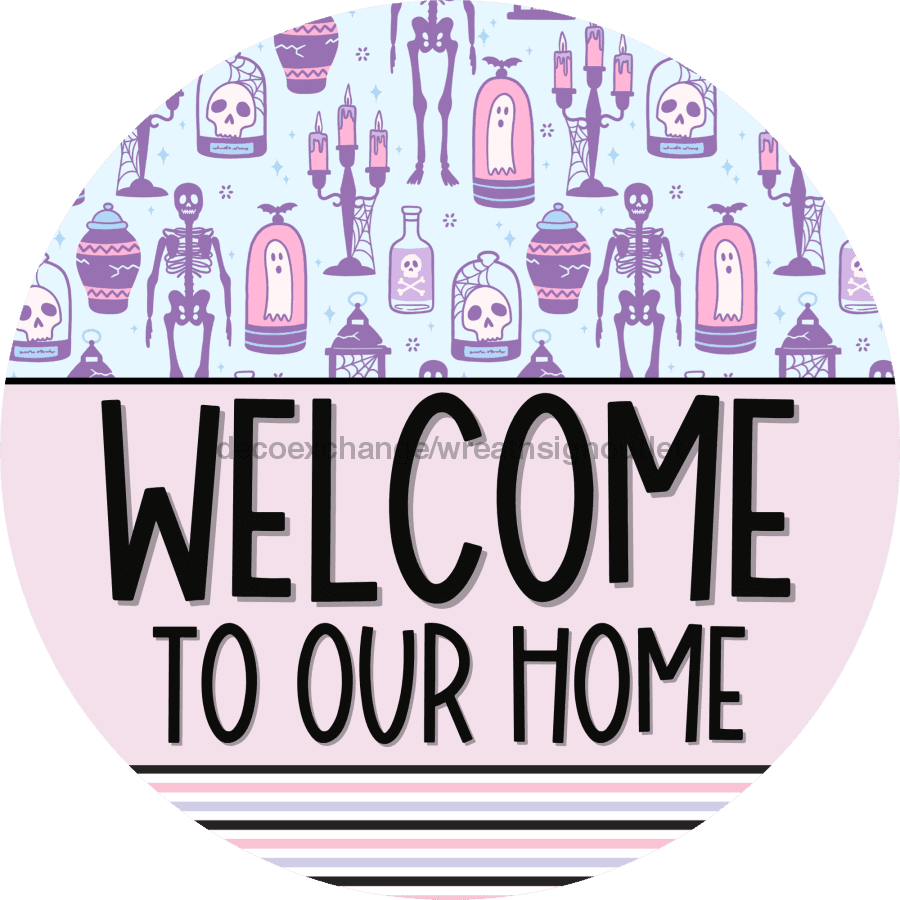 Wreath Sign Halloween Wreath Sign Pink Pastel Decoe-2388 For Round 12 metal