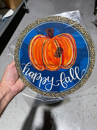 Thumbnail for Wreath Sign, Happy Fall Leopard Pumpkin - 18