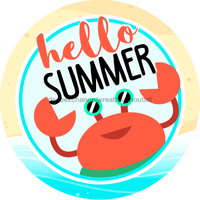 Thumbnail for Wreath Sign, Hello Summer, Summer Sign, DECOE-644, Sign For Wreath 8 round, metal sign, every day, summer