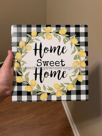 Thumbnail for Wreath Sign, Home Sweet Home Lemon Metal Sign 12