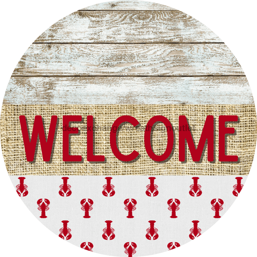 Wreath Sign, Lobster Sign, Crawfish Sign, Crustaceancore Sign, DECOE-2089, Sign For Wreath, Round Sign wood wreath sign, 18 round, summer, nautical, louisiana