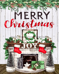 Thumbnail for Wreath Sign, Merry Christmas, Christmas Fireplace, Christmas Sign, 8x10