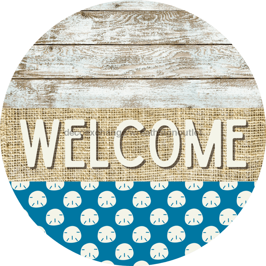 Wreath Sign, Sand dollar Sign, Crustaceancore Sign, DECOE-2090, Sign For Wreath, Round Sign,  wood wreath sign, 10 round, nautical