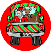 Thumbnail for Wreath Sign, Santa Christmas Truck, 18