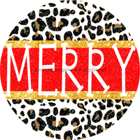 Thumbnail for Wreath Sign, Snow Leopard, Merry Christmas Sign, 18