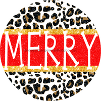 Thumbnail for Wreath Sign, Snow Leopard, Merry Christmas Sign, 12