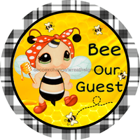 Thumbnail for Wreath Sign, Spring Sign, Bee Sign Black Border, 18