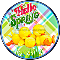 Wreath Sign, Spring Sign, Hello Spring Chicks, 18