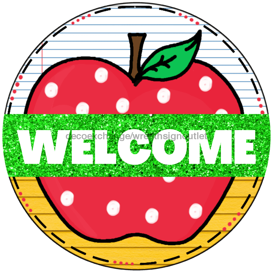 Wreath Sign, Teacher Sign, Welcome Sign, DECOE-1071, Sign For Wreath wood wreath sign, 18 round, occupational