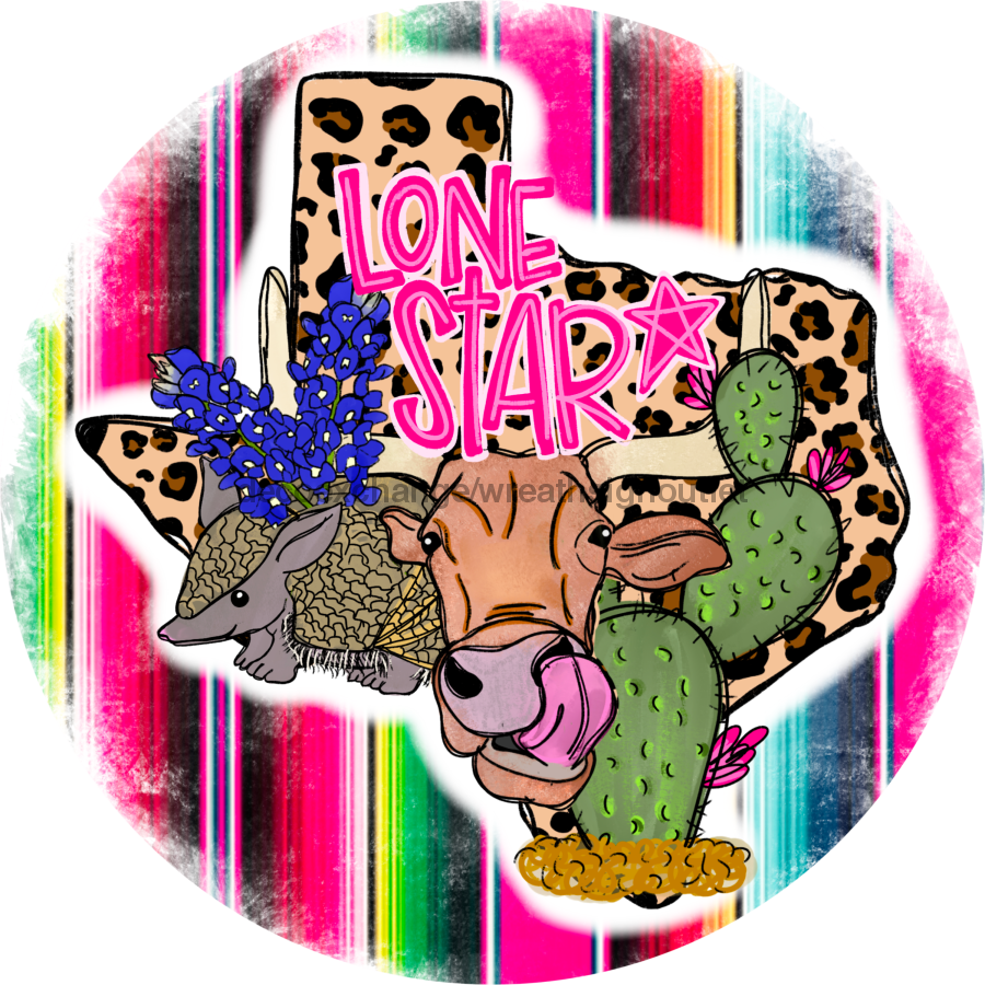 Wreath Sign, Texas Sign, Serape Sign, Texas Pride, 18" Wood Round,  Sign, DECOE-687, DecoExchange, Sign For Wreath