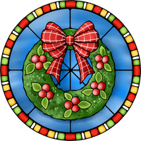 Thumbnail for Wreath Sign, Traditional Wreath, Christmas Sign, Stained Glass, DECOE-1123, Sign For Wreath, DecoExchange - DecoExchange