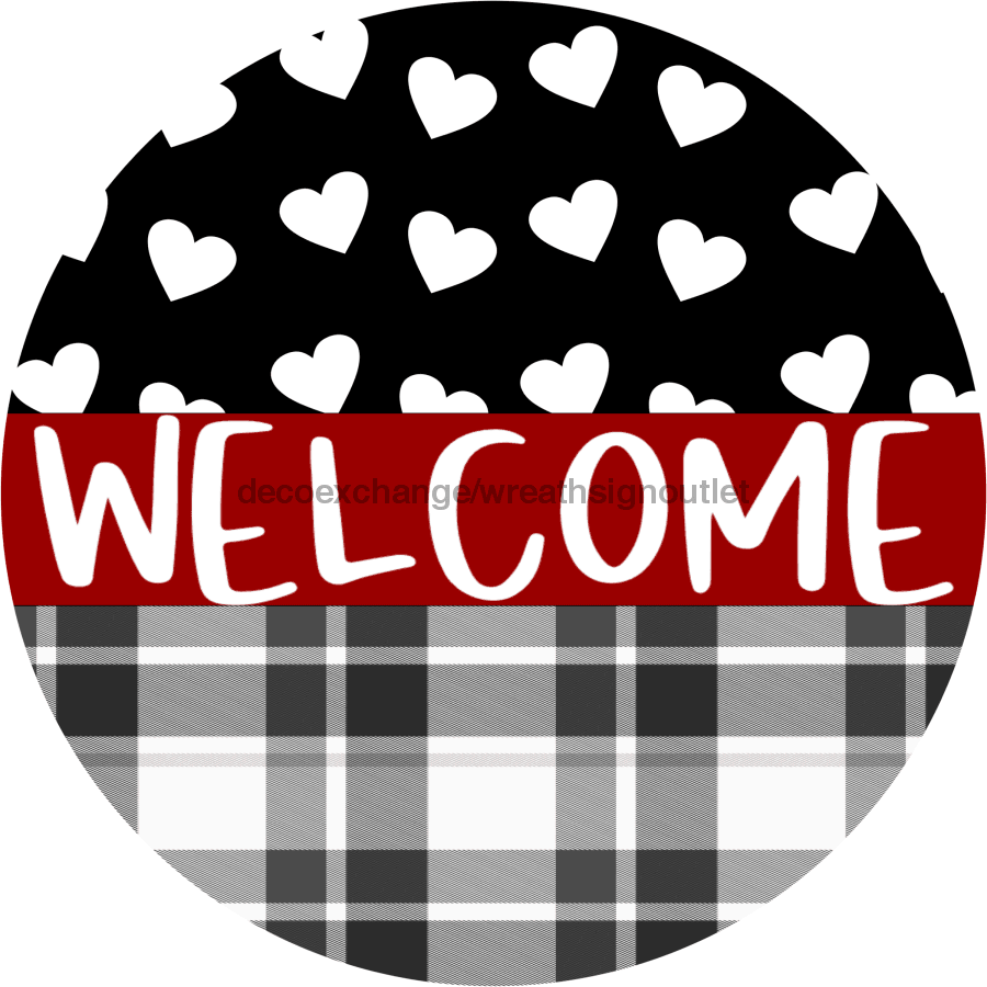 Wreath Sign, Valentine Sign, Valentine Hearts, 10" Round Metal Sign DECOE-432, Sign For Wreath, DecoExchange - DecoExchange