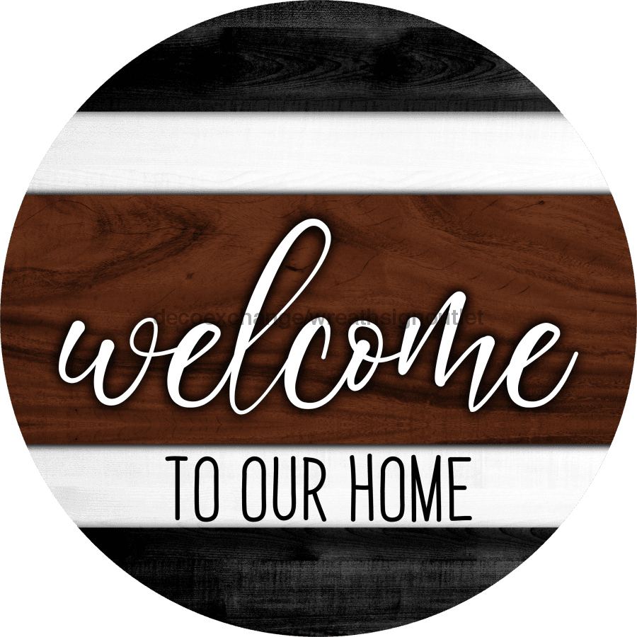 Wreath Sign, Welcome Sign, 18" Wood Round Sign, DECOE-638, DecoExchange, Sign For Wreath - DecoExchange