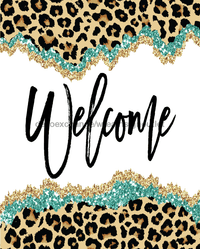Thumbnail for Wreath Sign, Welcome Sign, Animal Print Sign, 8x10