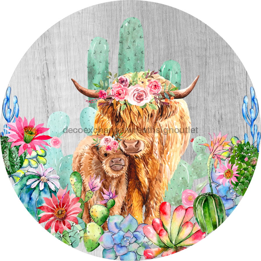 Wreath Sign, Yak Sign, Western Sign, 18" Wood Round  Sign DECOE-810, Sign For Wreath, DecoExchange