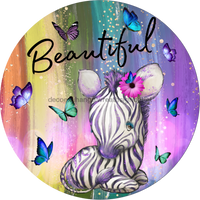 Thumbnail for Wreath Sign, Zebra Sign, Little Girls Sign, DECOE-539, Sign For Wreath 8 round, metal sign, every day, summer